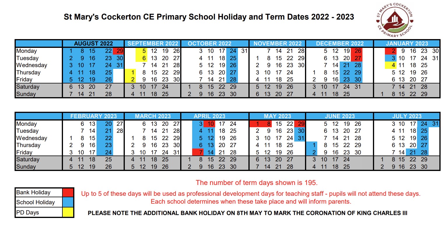 Term Dates | St. Mary's Cockerton